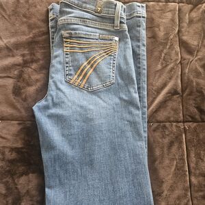 7 For All Mankind Blue Jeans with Gold Stitching